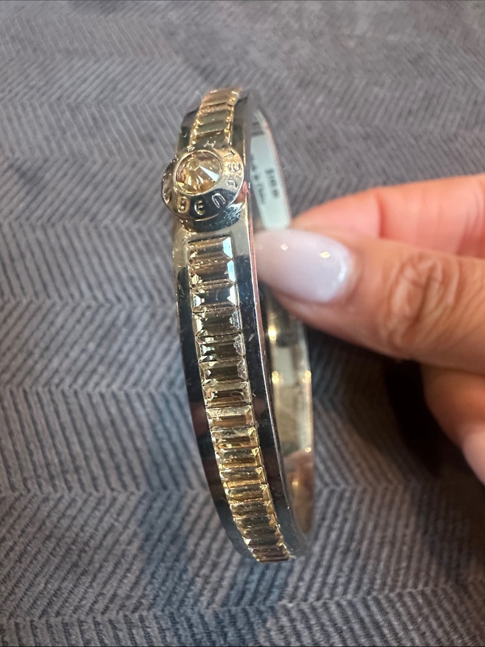 Henri Bendle silver Tone Bangle Bracelet with crystals